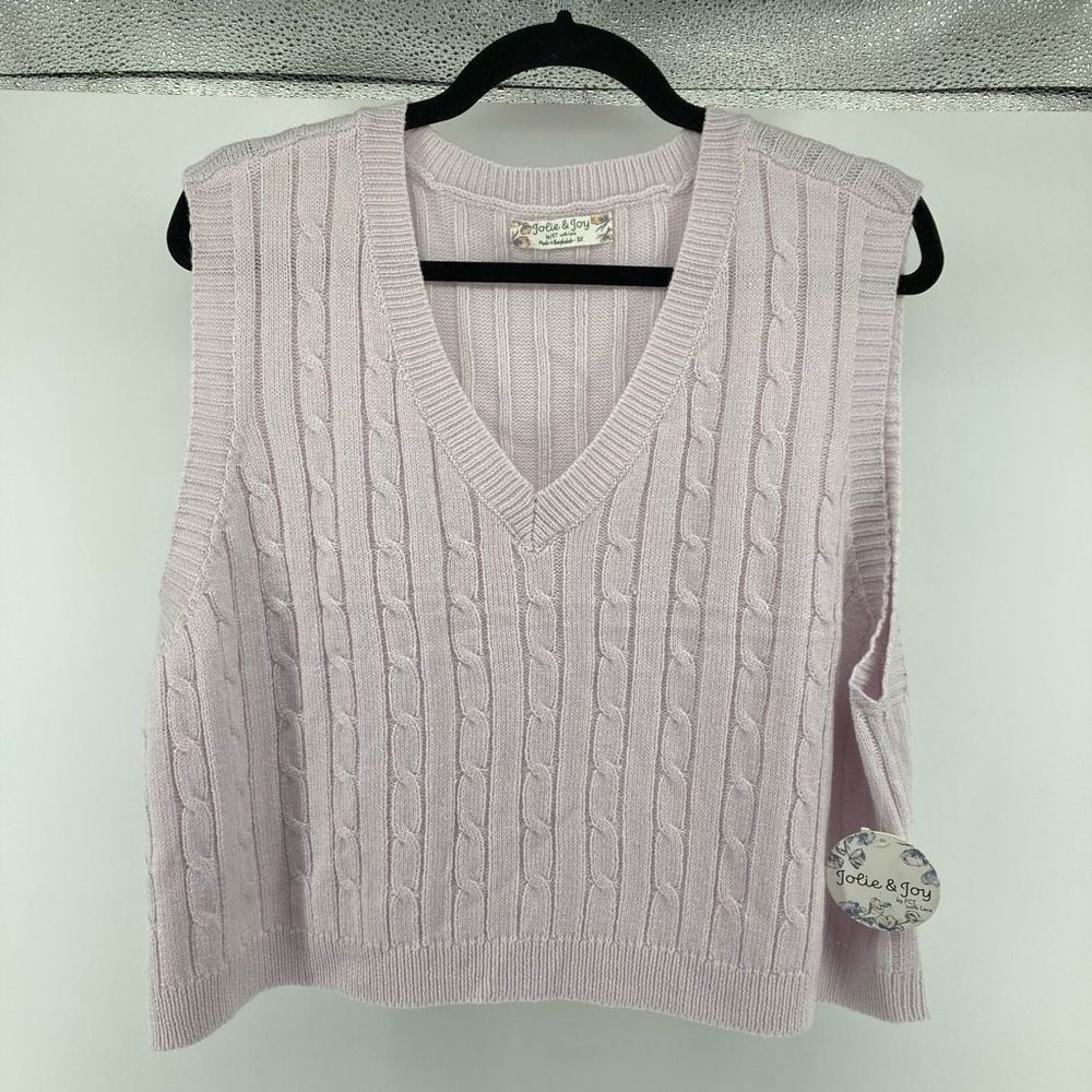 Jolie & Joy Women’s Purple Cable Knit Sleeveless Cropped V-Neck Sweater Vest 3X - Picture 9 of 11